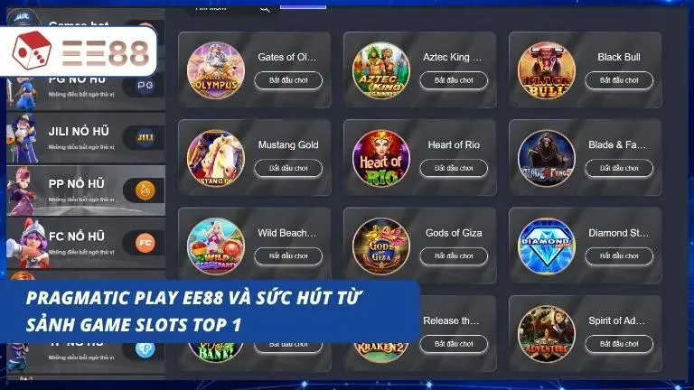 Giao diện sảnh cược hiển thị danh sách các tựa game slot quay hũ